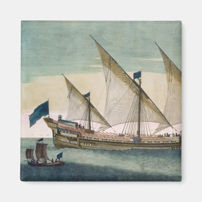 A three-masted Galleass under way by sail, oars sh Magnet (Front)