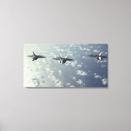 A three_ship formation of F_22 Raptors Canvas Print
