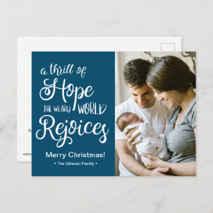 A thrill of Hope Blue Christmas Baby Holiday Postcard