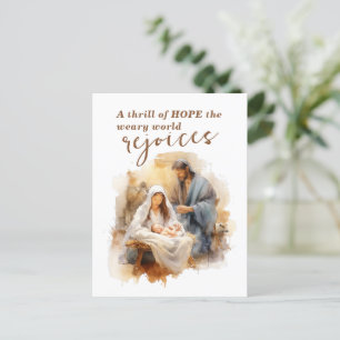 A Thrill of Hope Christmas Carol and Nativity Holiday Postcard