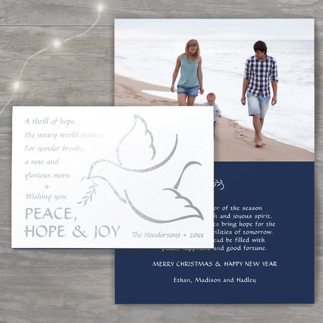 A Thrill of Hope Holiday Dove 1 Photo Peace & Joy Foil Card (Creator Uploaded)