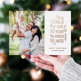 A Thrill of Hope   Modern Photo Christmas   Foil Holiday Card
