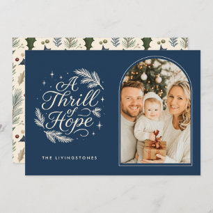 A Thrill of Hope Navy Religious Arch Photo Holiday Card