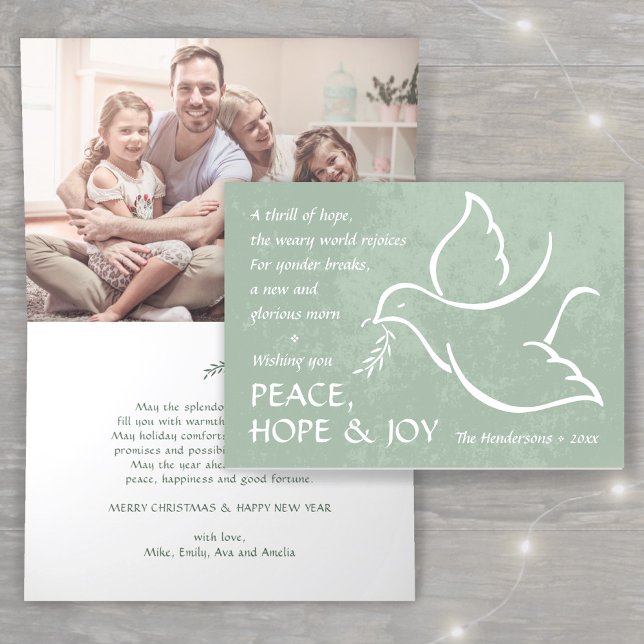A Thrill of Hope • One Photo Peace Dove Christmas Holiday Card (Creator Uploaded)