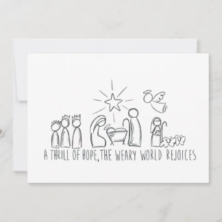 A Thrill oh Hope Nativity Sketch Holiday Card
