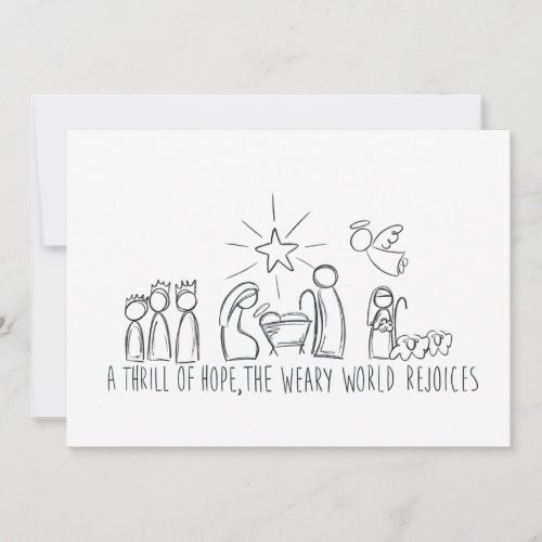 A Thrill oh Hope Nativity Sketch Holiday Card