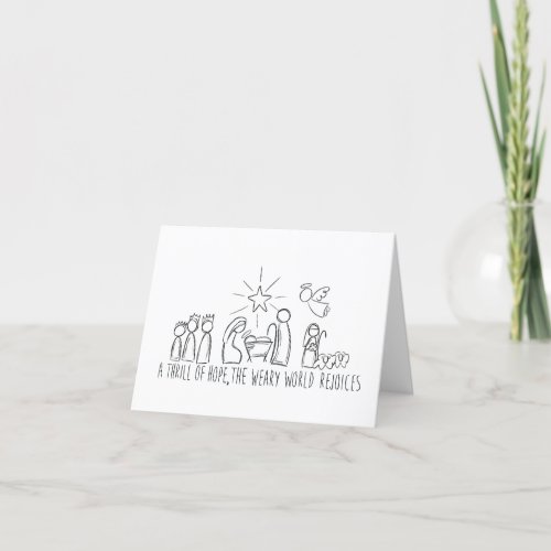 A Thrill oh Hope Nativity Sketch Holiday Card