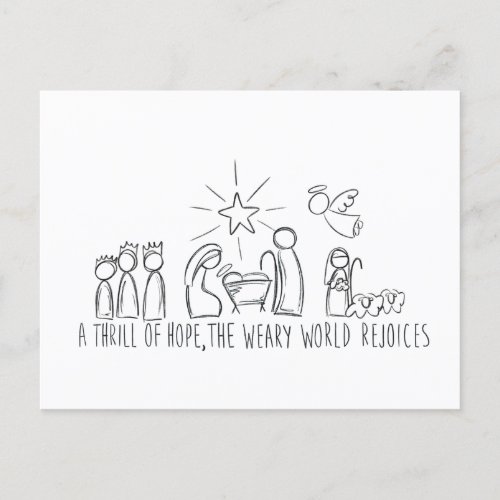 A Thrill oh Hope Nativity Sketch Holiday Postcard