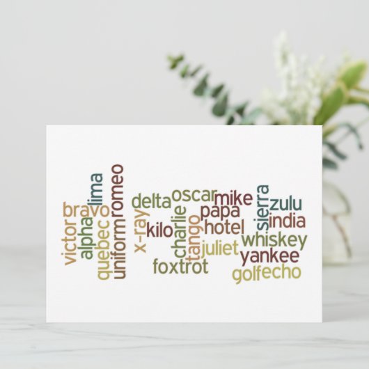 A Through Z Phonetic Alphabet Telephony (Wordle) (Standing Front)