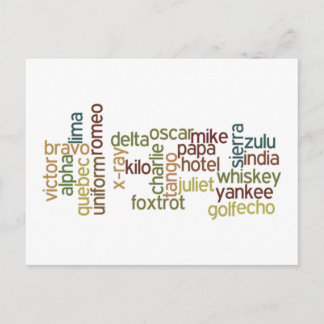 A Through Z Phonetic Alphabet Telephony (Wordle) Postcard