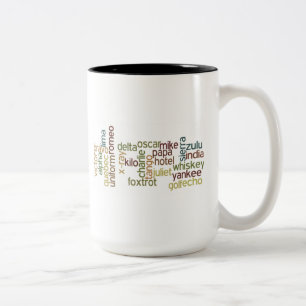 A Through Z Phonetic Alphabet Telephony (Wordle) Two-Tone Coffee Mug