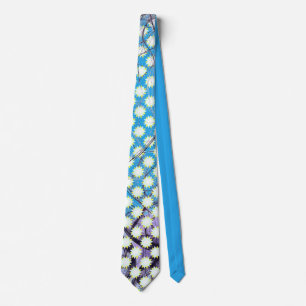 A Tie with White and Yellow Stars on Bright Blue