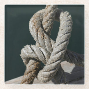A Tied Knot On A Jetty   Portugal Glass Coaster