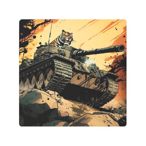 A Tiger tank with a tiger on it Metal Print