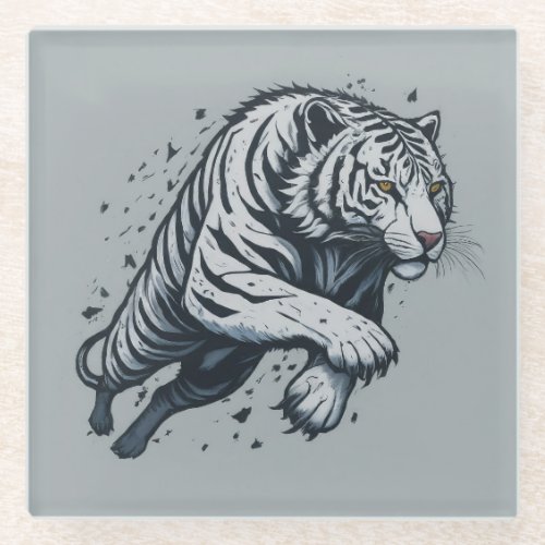 A Tigers Reflection Glass Coaster