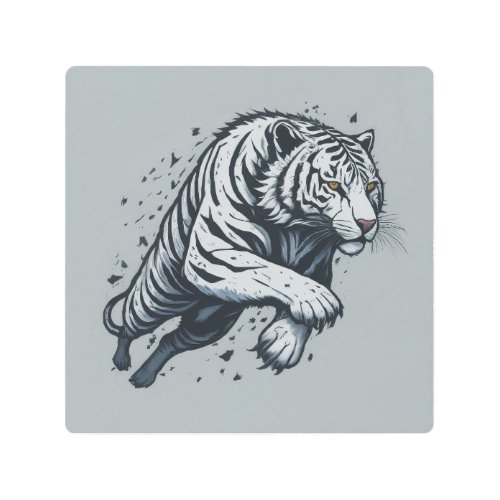 A Tigers Reflection Metal Print