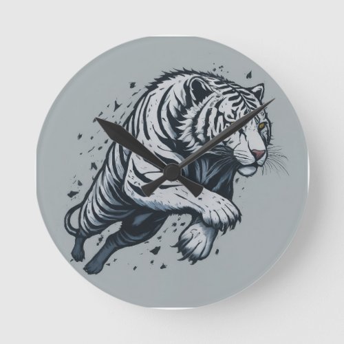 A Tigers Reflection Round Clock