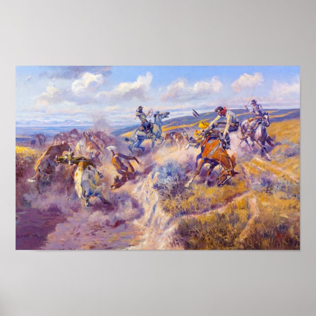 A Tight Dally and a Loose Latigo by C. M. Russell Poster (Front)