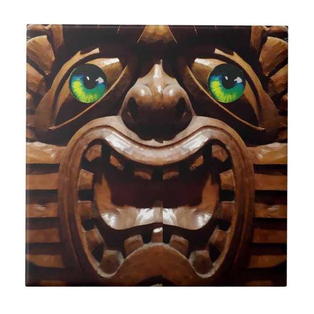 A Tiki Terraced - Ken Gage Art Ceramic Tile (Front)