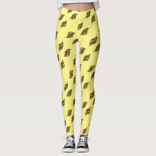 A tiled image of an apple leaf in green on yellow leggings