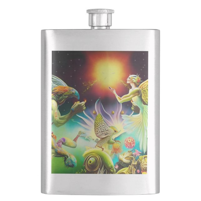 A Time of Recompense Oil Painting Flask (Front)