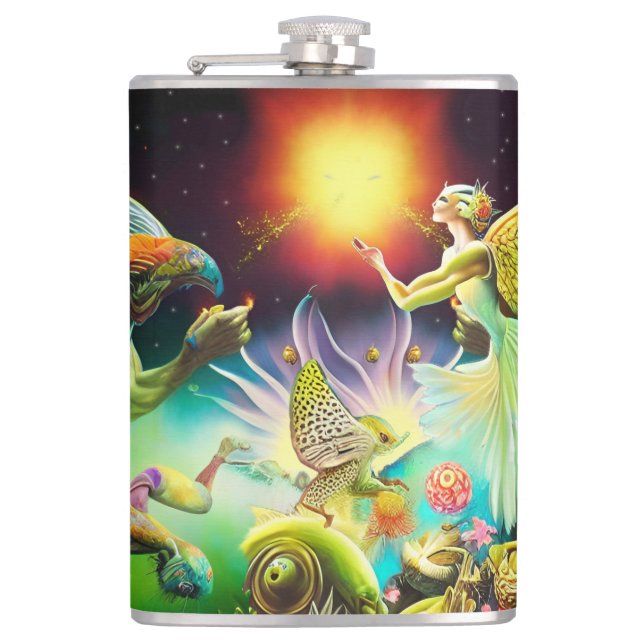 A Time of Recompense Oil Painting Flask (Front)