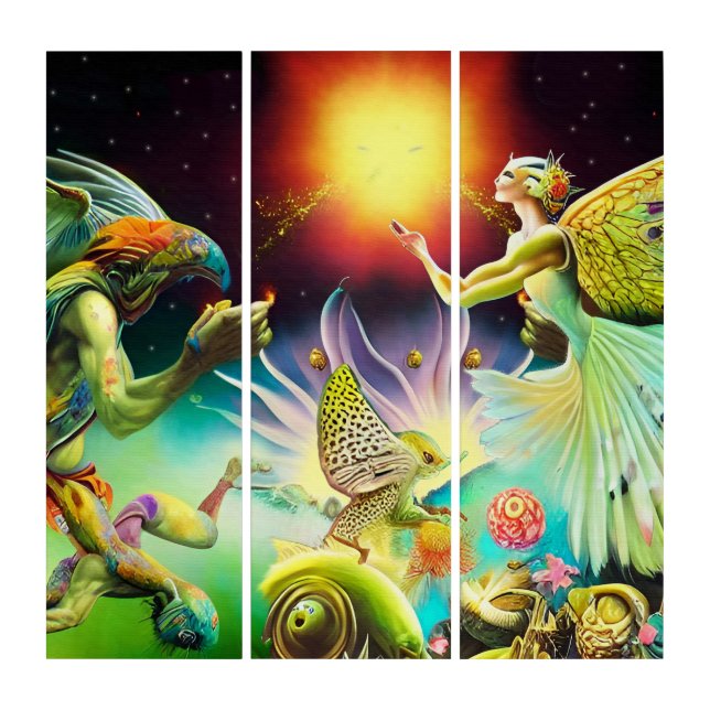 A Time of Recompense Oil Painting Triptych (Front)