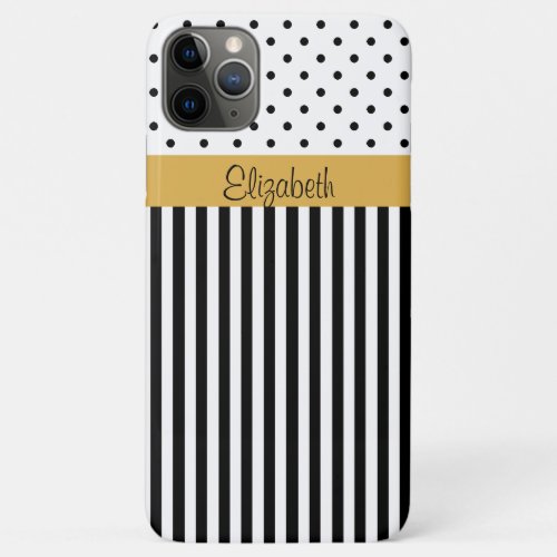 A Timeless Black White Stripes Polka Dots Pattern iPhone 11 Pro Max Case