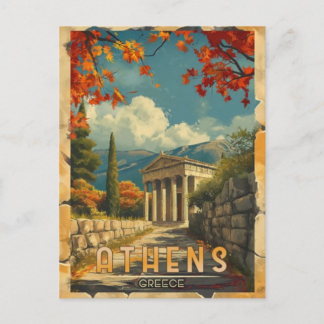 A Timeless Journey: Vintage Athens Travel Postcard (Front)
