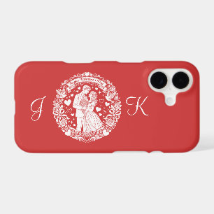 A timeless vintage Valentine’s Day monogram iPhone 17 Case