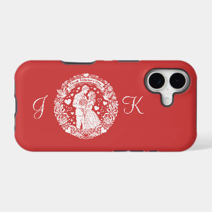 A timeless vintage Valentine’s Day monogram iPhone 17 Case