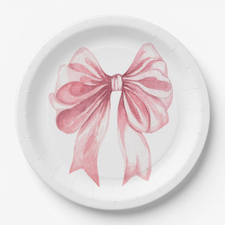 A Tini Baby Girl Bow Paper Plates
