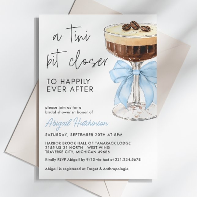 A Tini Bit Closer Bow Espresso Martini Bridal Invitation (A Tini Bit Closer Bow Espresso Martini Bridal Shower Invitation)