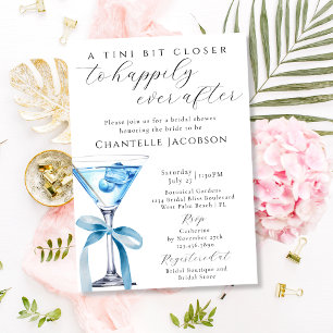A Tini Bit Closer Chic Blue Martini Bridal Shower Invitation