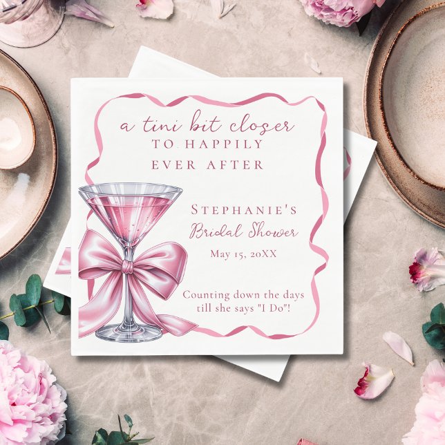 A Tini Bit Closer Chic Pink Martini Bridal Shower Napkins (Creator Uploaded)