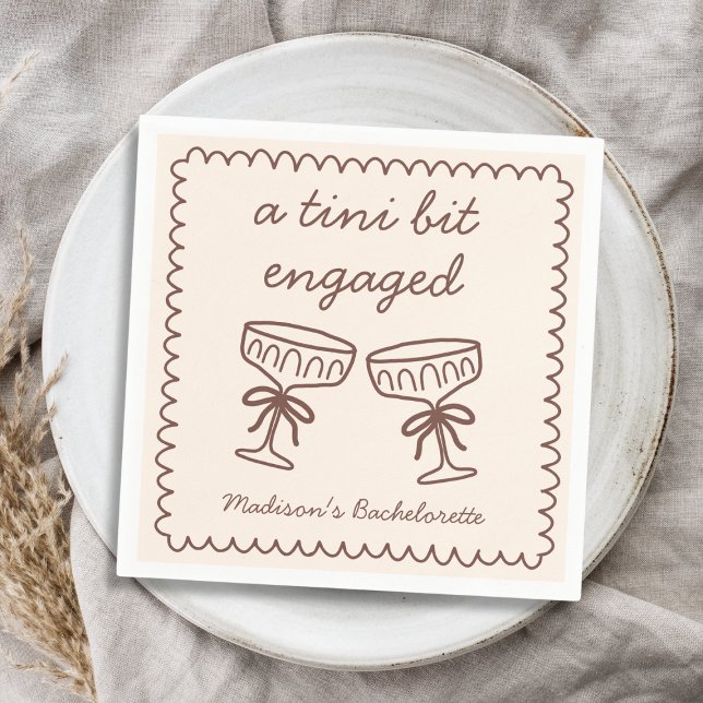 A Tini Bit Engaged Espresso Martini Bachelorette Napkins (A Tini Bit Engaged Espresso Martini Bachelorette Napkins)