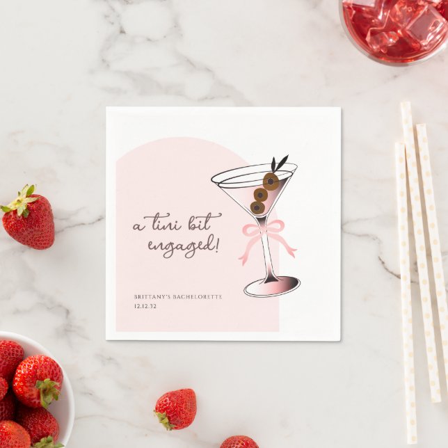 A tini bit engaged Martini Pink Bachelorette  Napkins (Insitu)