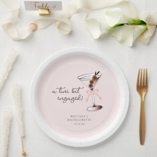 A tini bit engaged Martini Pink Bachelorette  Paper Plates