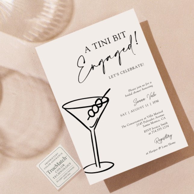 A Tini Bit Engaged Modern Martini Bridal Shower Invitation (Creator Uploaded)