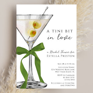 A Tini Bit Green Bow Dirty Martini Bridal Shower Invitation