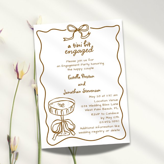 A Tini Bit Hand Drawn Martini Engagement Party Invitation (Creator Uploaded)