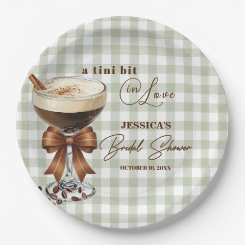 A Tini Bit in Love Espresso Martini Bridal Shower Paper Plates