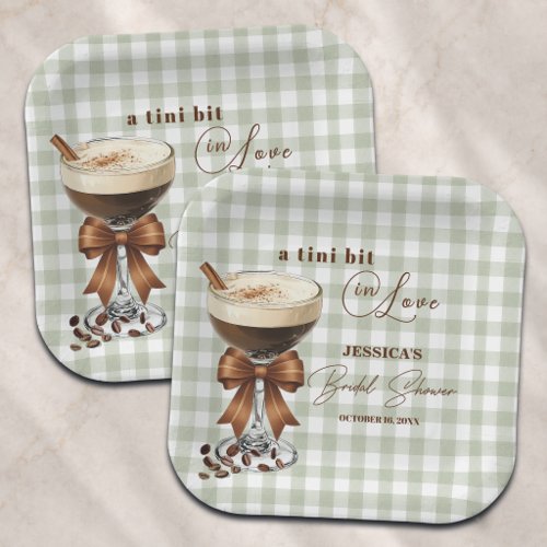 A Tini Bit in Love Espresso Martini Bridal Shower Paper Plates