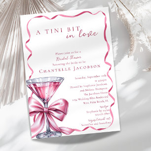 A Tini Bit In Love Pink Bow Martini Bridal Shower Invitation