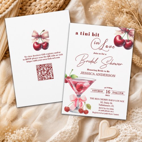 A Tini Bit in Love QR Code Martini Bridal Shower Invitation
