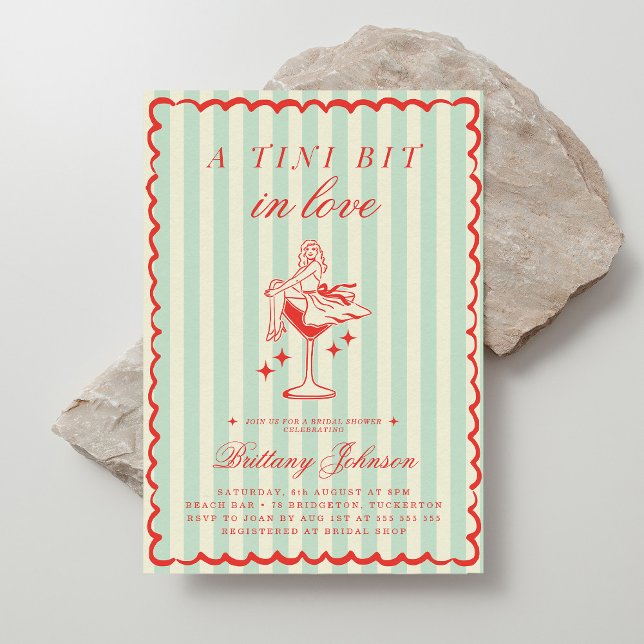 A Tini Bit in Love Vintage Martini Bridal Shower Invitation (Creator Uploaded)