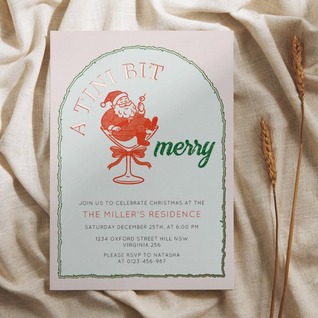 A Tini Bit Merry Christmas Cocktail Party Foil Invitation (Creator Uploaded)