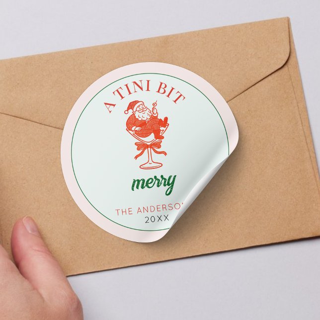A Tini Bit Merry Christmas Santa Claus Classic Round Sticker (Creator Uploaded)