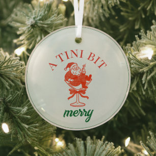 A Tini Bit Merry Christmas Santa Claus Glass Ornament