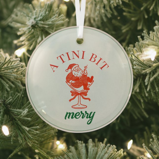 A Tini Bit Merry Christmas Santa Claus Glass Ornament (Insitu)
